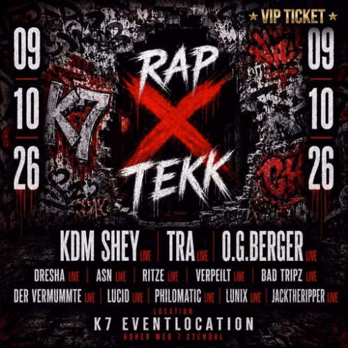 VIP Ticket RAP X TEKK (35 Stück limitiert) – Live 🎟