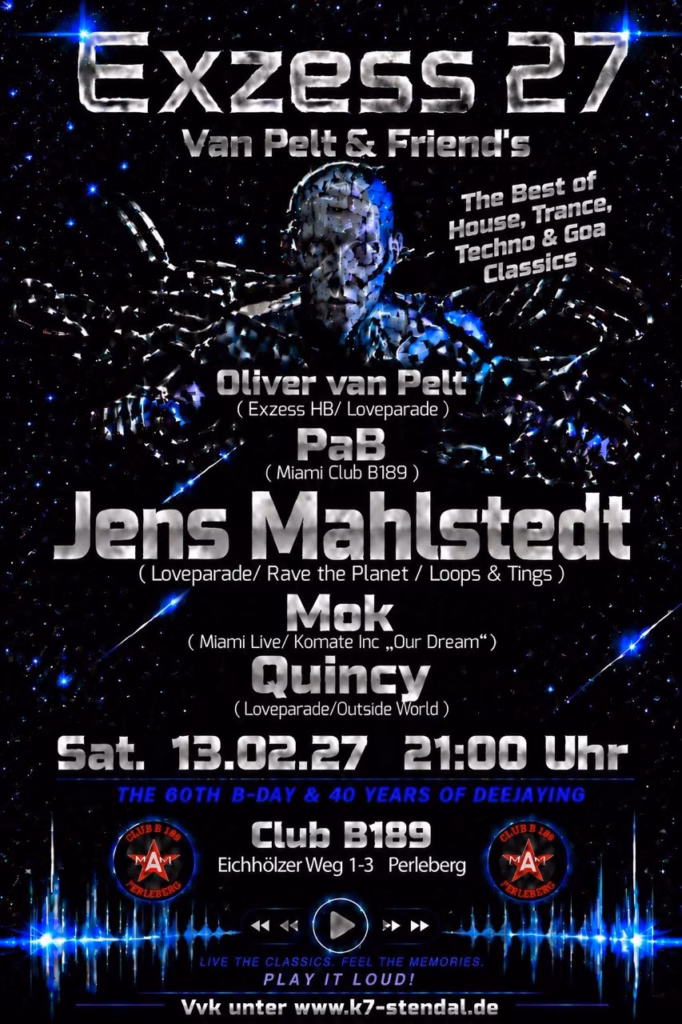 Exzess 27 – Van Pelt & Friends am 13.02.2027 im Club B189 in PERLEBERG
